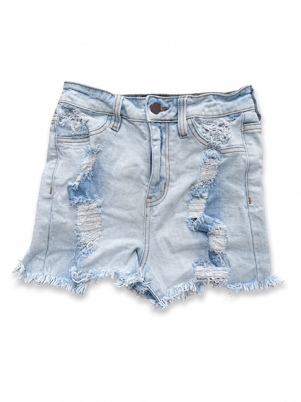 Fashion Nova Light Wash Distressed Denim Shorts